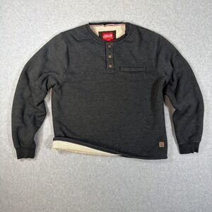 Coleman Mens Sherpa Lined Henley Sweatshirt Charcoal Gray Large